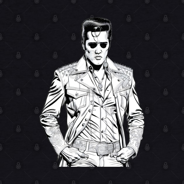 Black sketch of Elvis by Virshan